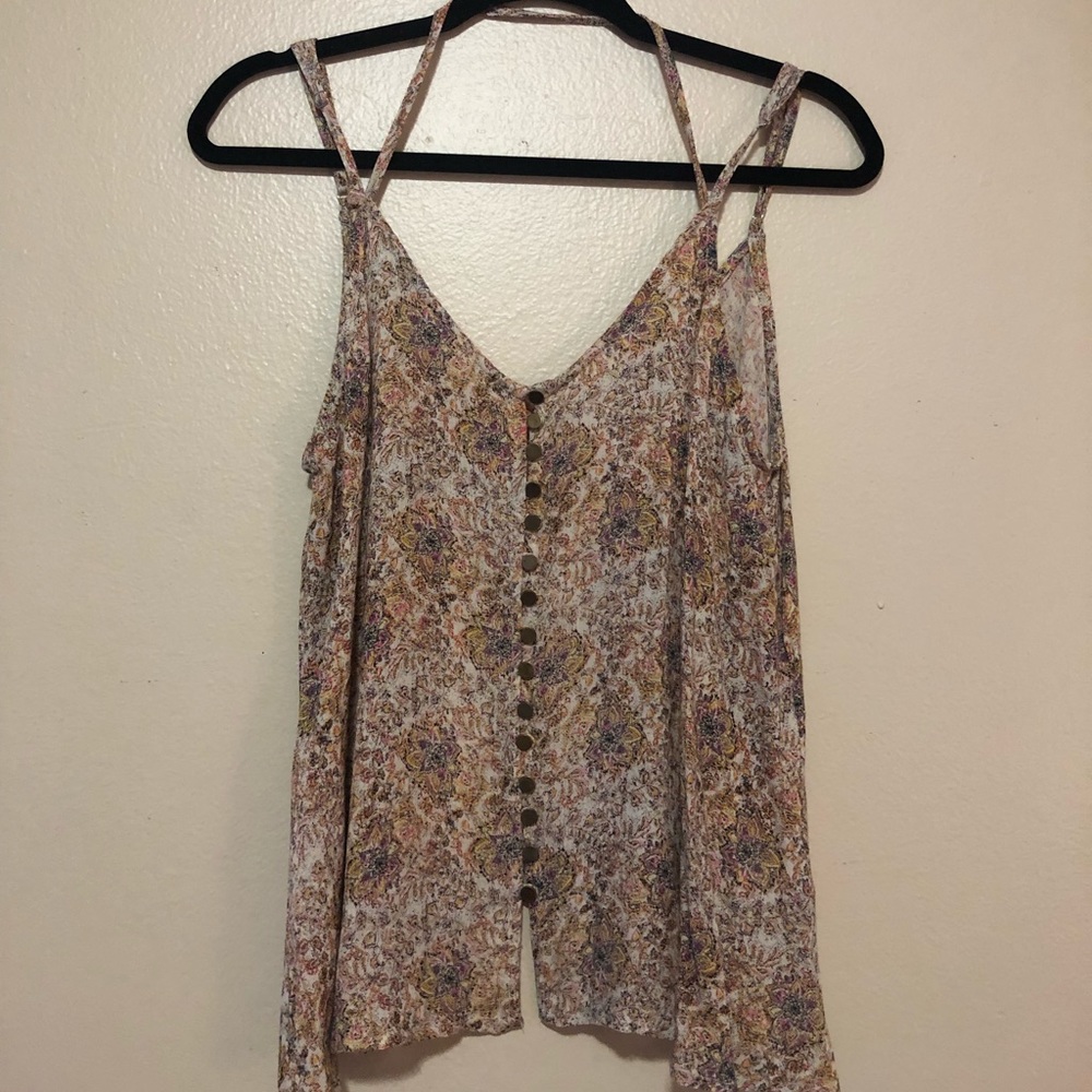 Strappy Button Front Tank